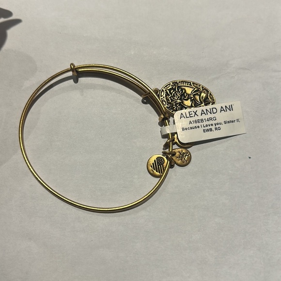 Alex and Ani sister adjustable brass bangle - Picture 2 of 6